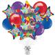 Premium Balloon Bash Birthday Foil Balloon Bouquet with Balloon Weight, 13pc